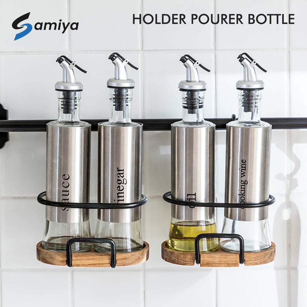 rak tempat penyimpan botol minyak saus kecap / rack holder pourer bottle / alas tatakan botol dapur