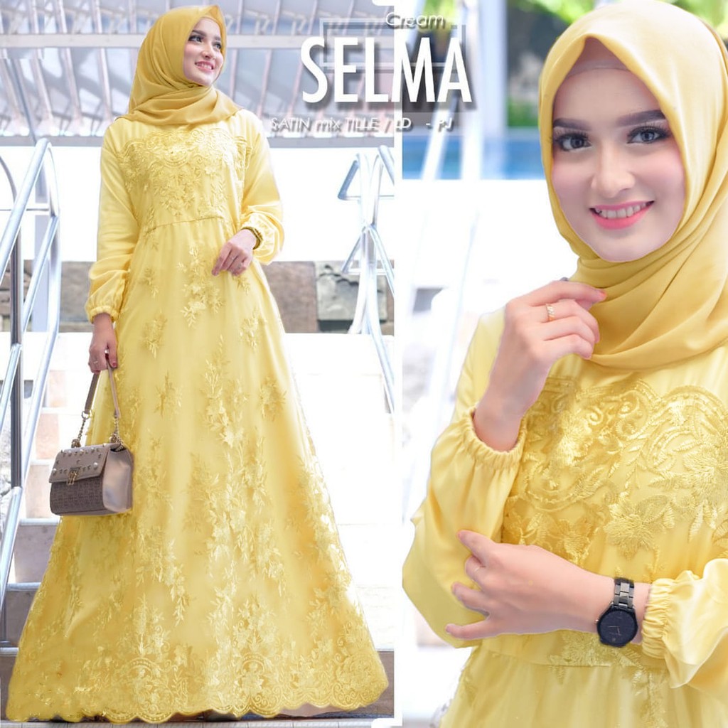 [REAL PIC] Gamis Brokat Tille Mutiara Dress Brokat Terbaru Gamis Brokat Lebaran Gamis Syar'i