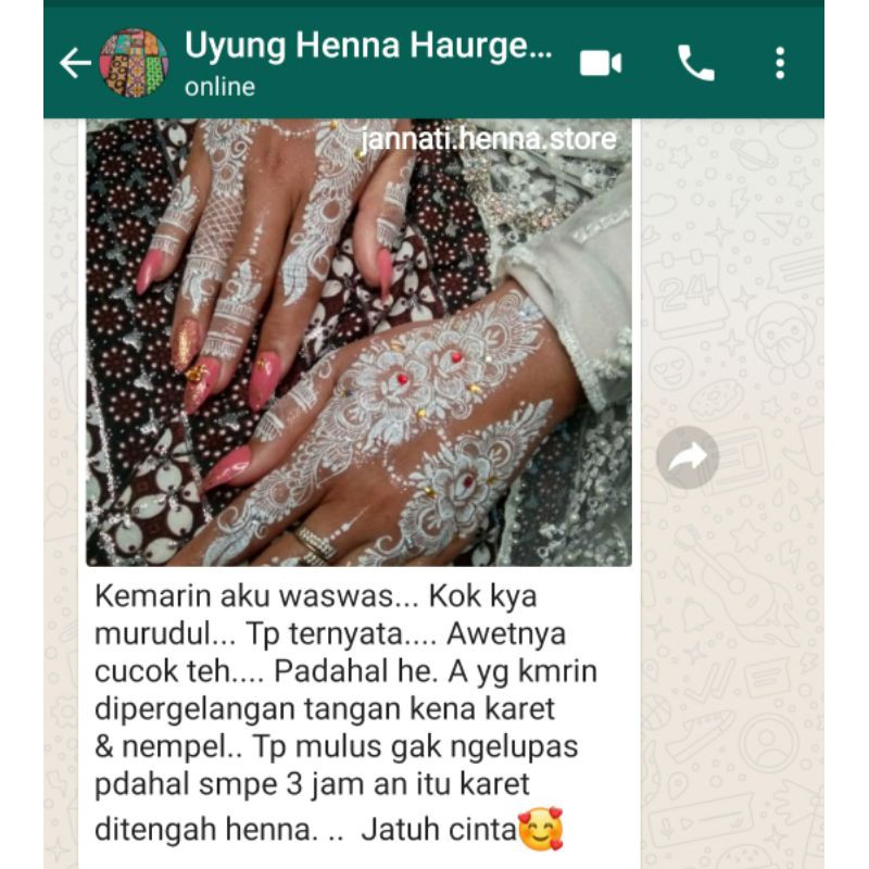 WHITE HENNA JANNATI REAL WHITE HENNA WATERPROOF SUPER AWET HENNA PUTIH MURAH PAKET HENNA