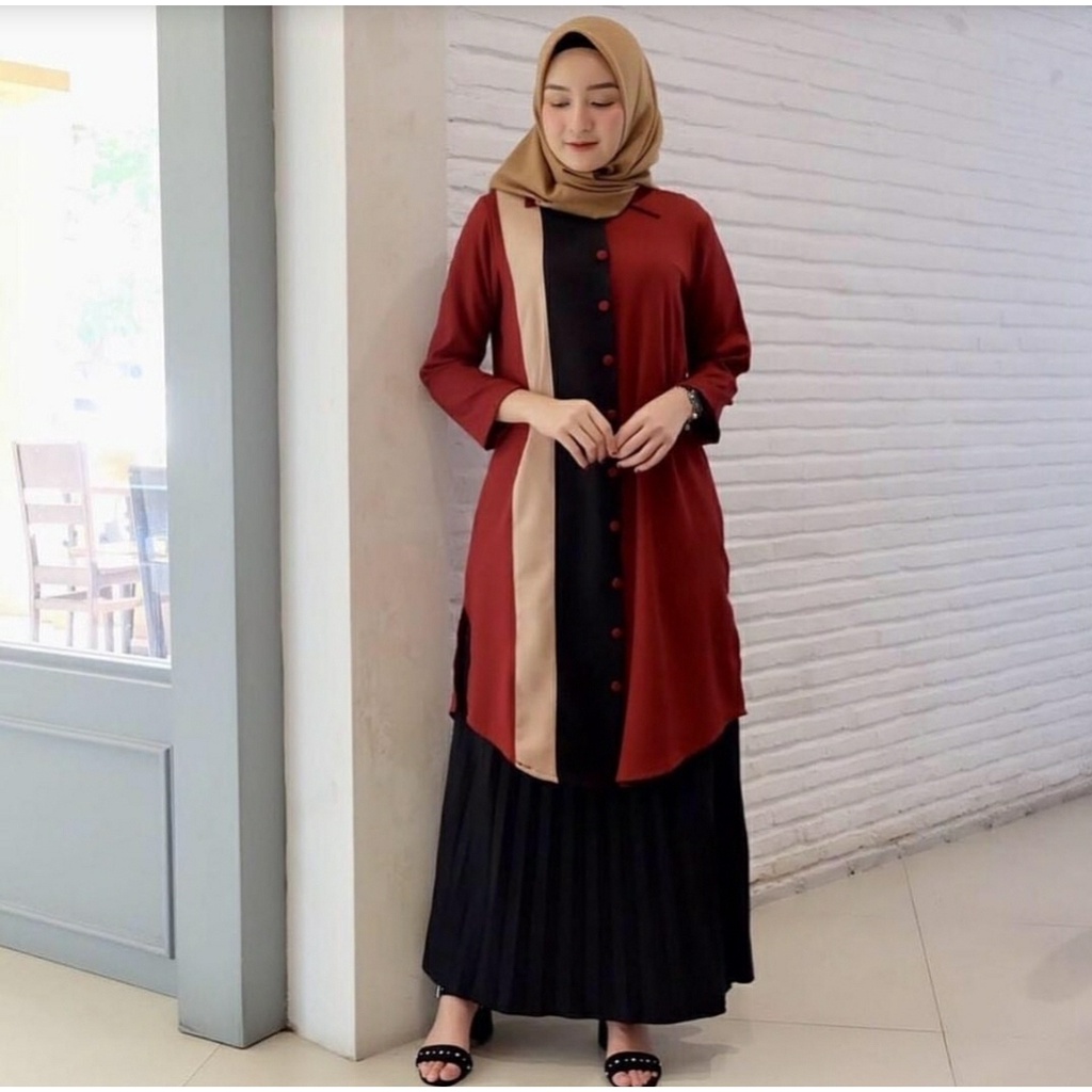 *[MCFK] Tunik Kombinasi Wanita / Tunik Gamis / Tunik Wanita Hijab / Tunik Ootd