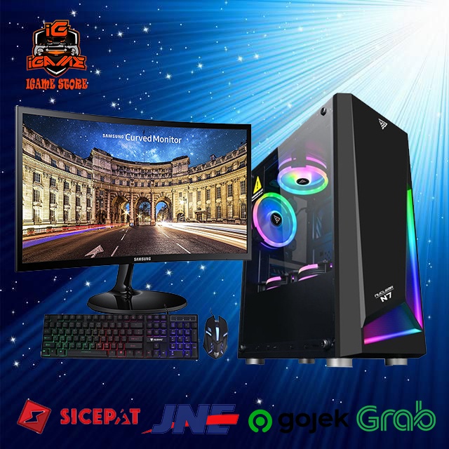 FULL SET PC GAMING AMD RYZEN 5 5600G/Monitor 24&quot;/DDR4 16GB/SSD MANTUL GAN