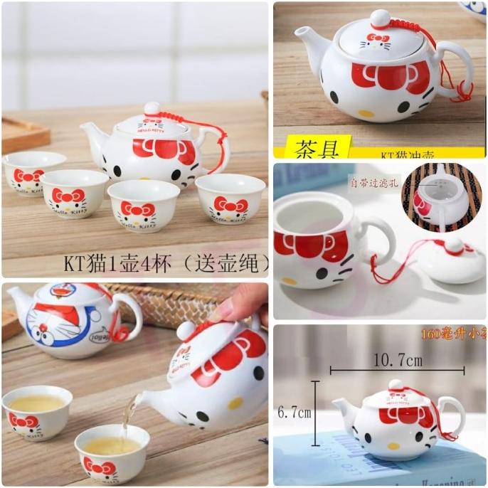 Set teko gelas mini keramik uk teko 6.7x10, cangkir 5.5x3.5