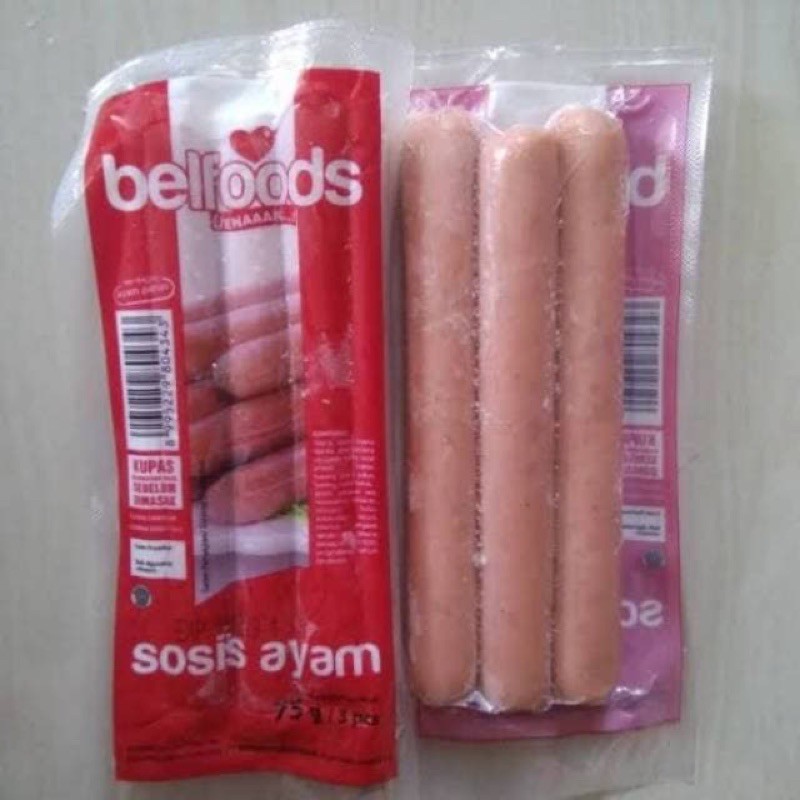 sosis ayam belfoods 75gr / sosis ayam belfood isi 3