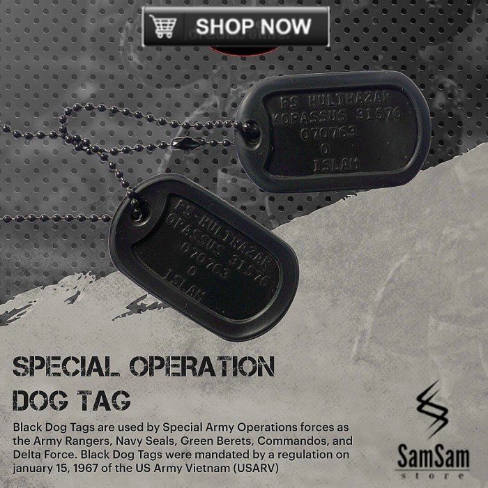 dogtag / kalung dog tag / kalung identitas / dog tag - Hitam