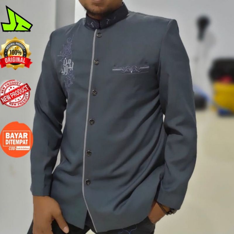 Jual Jasko Abu caligrafi J21 2021 by jascotasik pakaian muslim pria jas