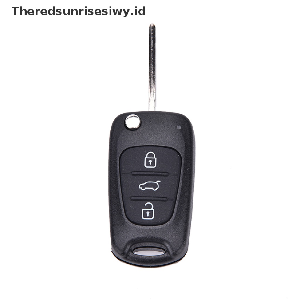 (Theredsunrisesiwy.Id) Rumah / Casing Kunci Remote Lipat 3 Tombol Plastik Warna Hitam Untuk Hyundai I20 I30 Ix35 I35