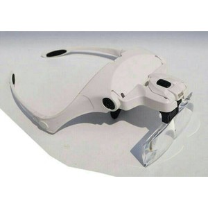 Kaca Mata Magnifier White/Alat Bantu Servis+5Lensa+Lampu Led Termurah.