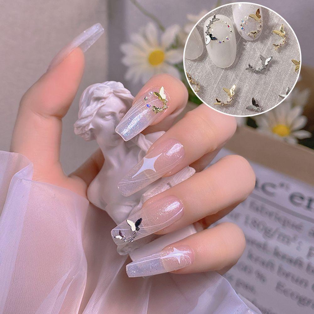 MXBEAUTY Nail Art Berlian Korea Logam Pesona Peri Kupu-Kupu Cahaya Mewah DIY Dekorasi Nail Art