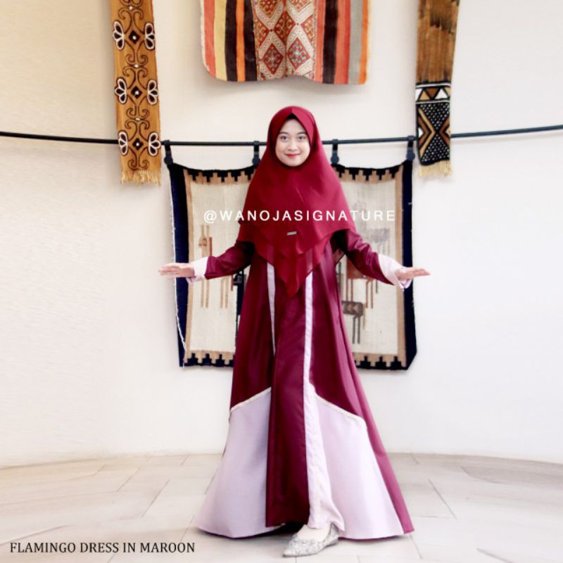 Gamis Toyobo premium Flamingo Wanoja/gamis polos