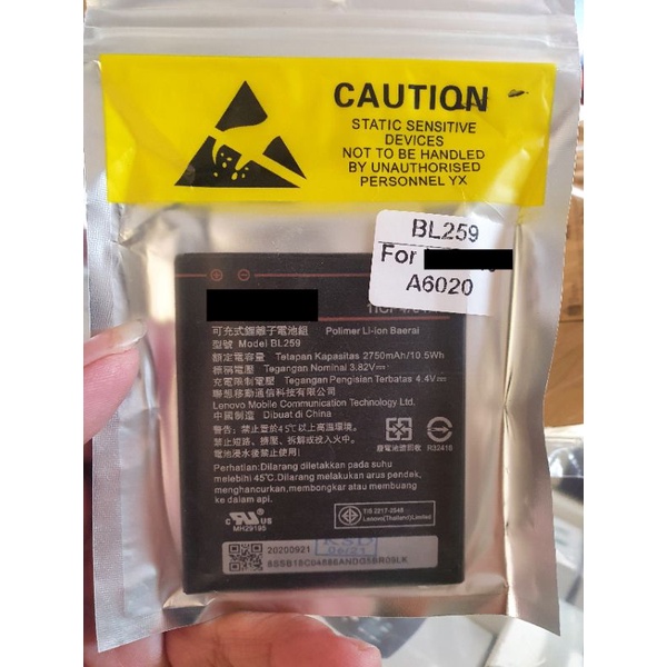 Baterai Original Lenovo A6020 / A6020a40 / A6020a46 / A6020a48 Vibe K5 plus Batre Batrei Batrai BL25