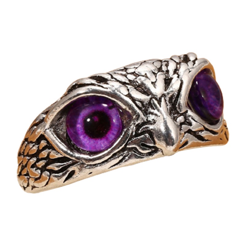 Fancyqube Retro Cute Simple Design Owl Ring Multicolor Eyes Silver Color Men Women Engagement Wedding Rings Jewelry Gifts