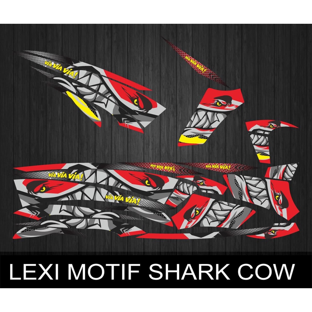 STIKER STRIPING MOTOR LEXI MOTIF SHARK COW