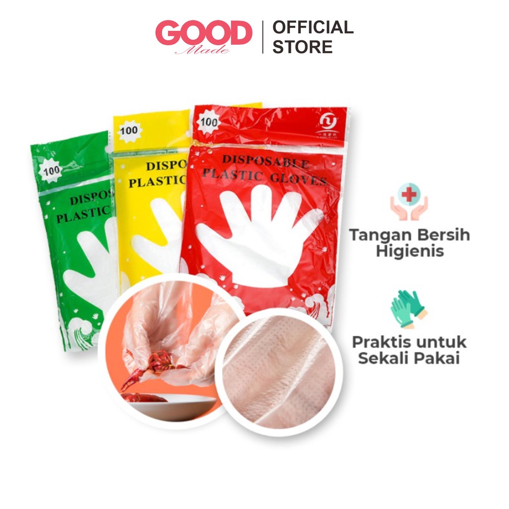 GOOD MADE - Disposable Gloves isi 100pcs | pack Sarung Tangan Plastik Sekali Pakai | COD