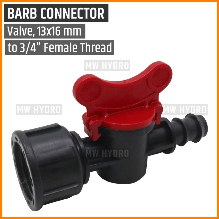 Barb Valve 3/4 inch Drat (Female/Betina) ke Selang PE 16 mm / 13 mm