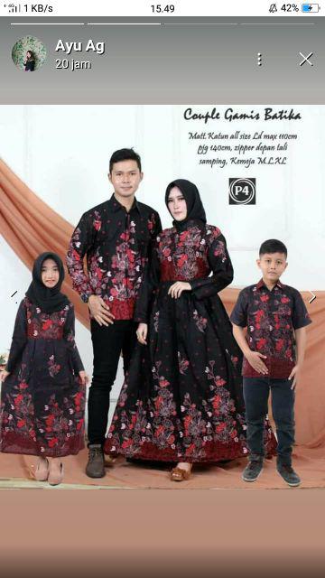 Batik Couple Keluarga Gamis Busui Motif Prasasti Batik Keluarga Seragam