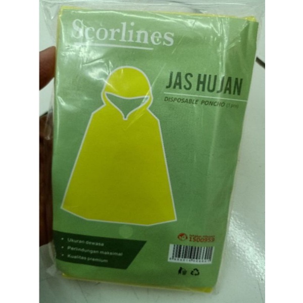 Scorlines Jas Hujan Plastik Disposable Poncho Assorted