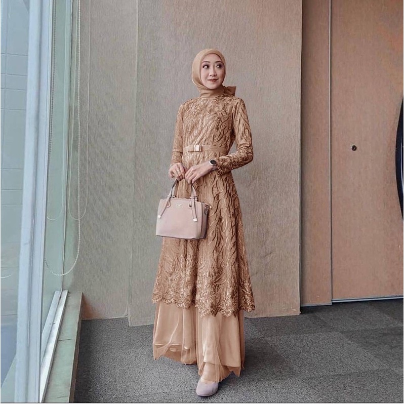 MAXI ALMIRA M L XL XXL / MAXI ALMIRA TILE MUTIARA/ MAXI KONDANGAN / GAMIS BRUKAT TILE CANTIK / GAMIS