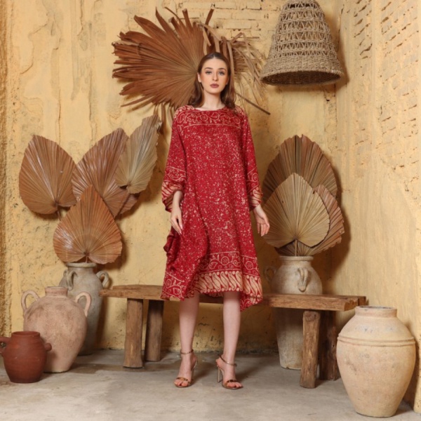Promo RINJANIE AVON - BATIK IMLEK BATIK MERAH - DRESS 001 DOMINANT RED - all size Murah