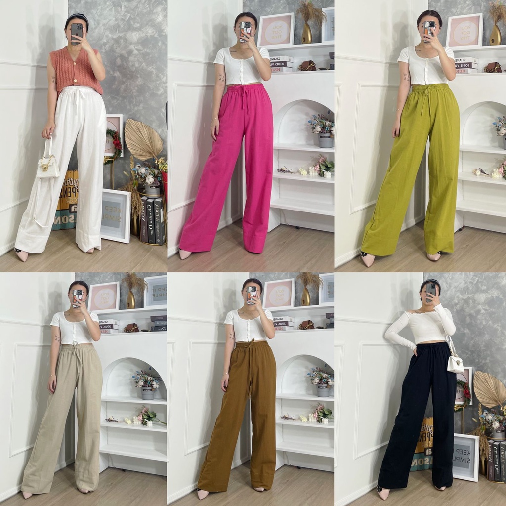 Lulu Cullotes Highwaist Long Pants | Celana Highwaist Wanita Lembut Linen Premium