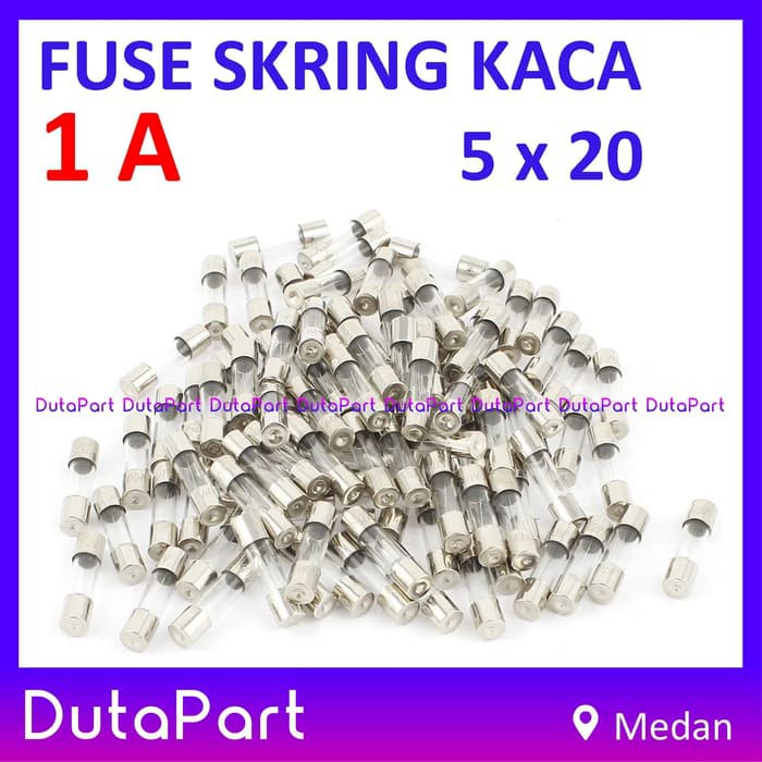 Skring Fuse Kaca 1A Uk. 5x20 mm 250VAC Sekring Sekering 1 A Ampere