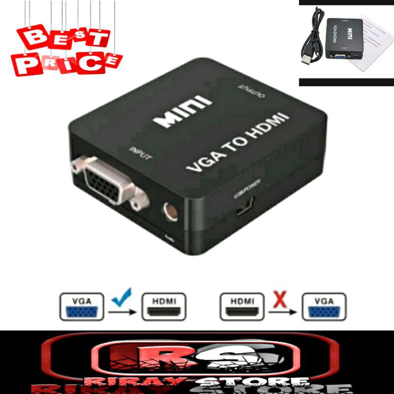 Vga To Hdmi Adapter Converter MiniBox Full HD 1080P