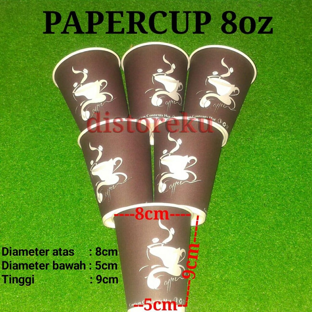 isi 50pcs Gelas Kertas Foam Paper Cup 8oz Motif Hot Coffe Kopi Teh Panas TANPA TUTUP