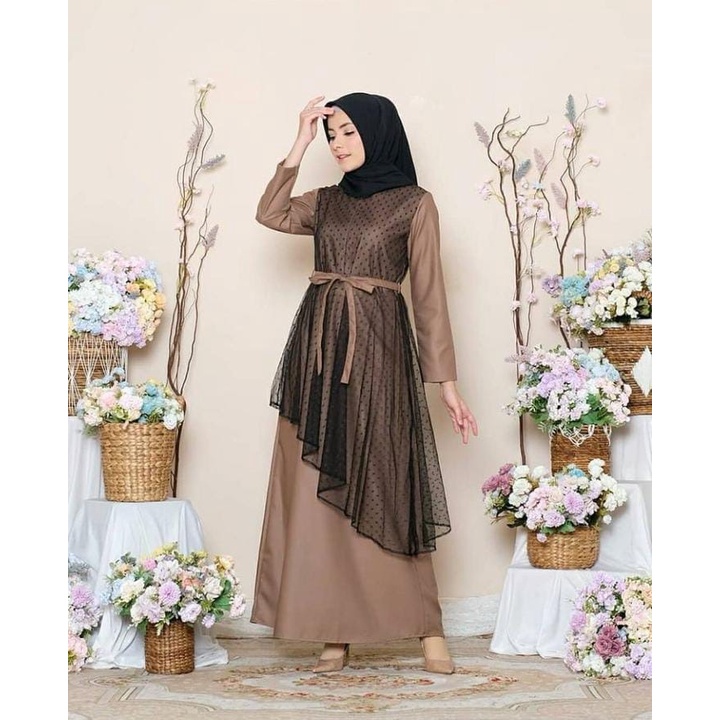 AURA FASHION/ Gamis kondangan BUSUI brukat tile size jumbo M L XL XXL / Gamis lebaran terbaru/ Gamis