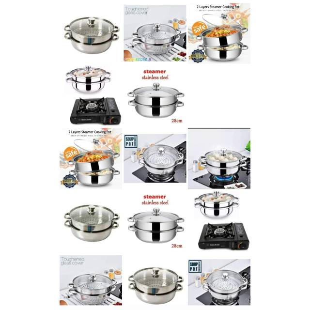 Panci kukus 2 susun panci steamer 28cm panci siomay