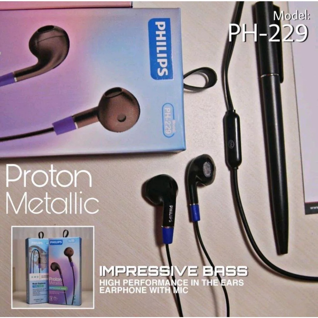 HEADSET / HANDSFREE PHILIPXX  PH-229  super bass  + mic bisa buat telefon ya