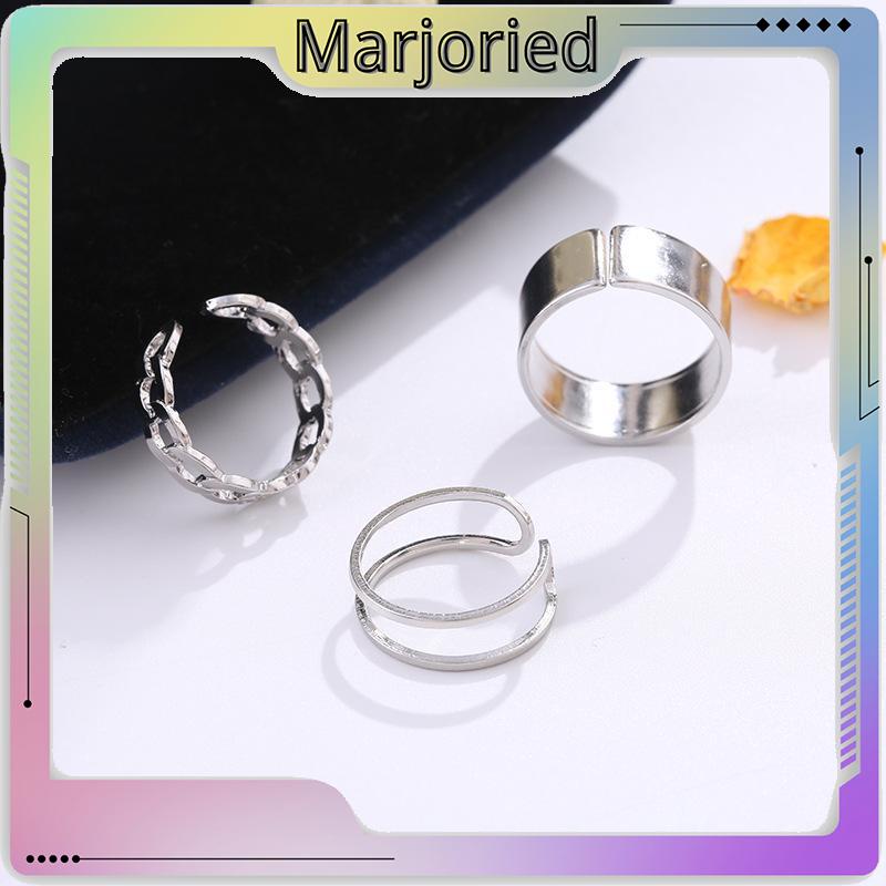 3 Pcs / set INS Cincin Korea Silver Gaya Punk Cincin Pria Untuk Wanita Ring Jewelry-MJD