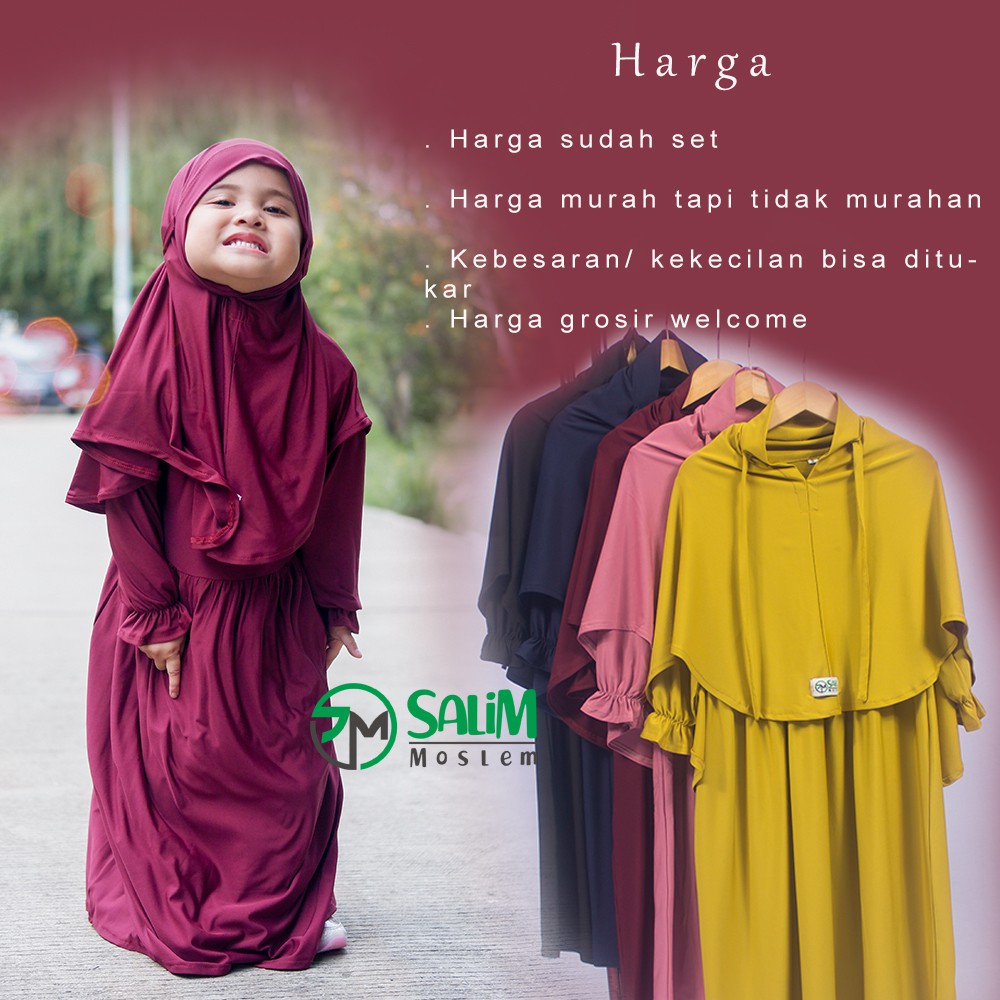 Salim moslem -&quot;READY WARNA PUTIH UNTUK MANASIK&quot;  Gamis anak perempuan / Baju muslim anak perempuan usia 1-10 tahun