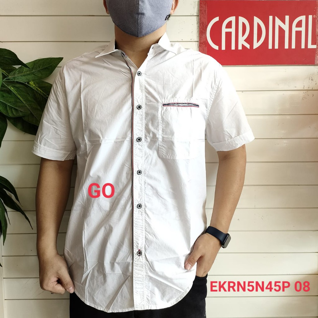 gos CARDINAL KEMEJA JUMBO PUTIH Pakaian Pria Hem Reguler Kemeja Jumbo Extra Mama Size Lengan Pendek