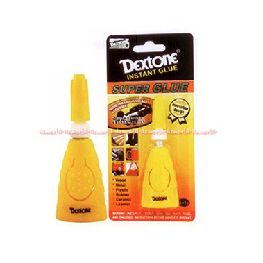 Dextone Instan Glue 4gr Super Glue Bottle Lem Untuk Metal Besi Plastik Porselain Keramik Kayu Kecepatan Kering Sangat Cepat Dexs Tone Dekstone Kemasan Kuning