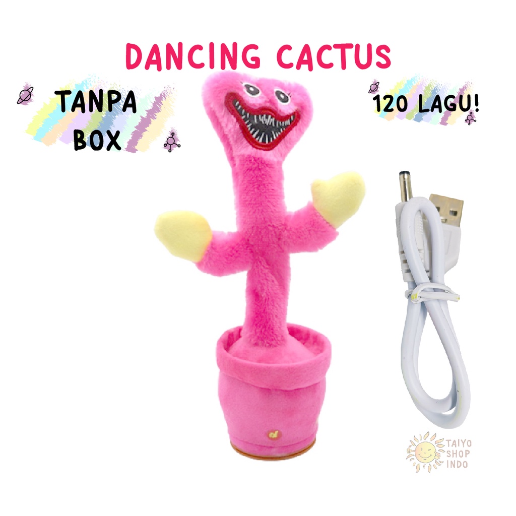 Mainan Anak Dancing Cactus USB BOX Kaktus Joged Musik Bicara Menari-Huggy Pink NO BOX