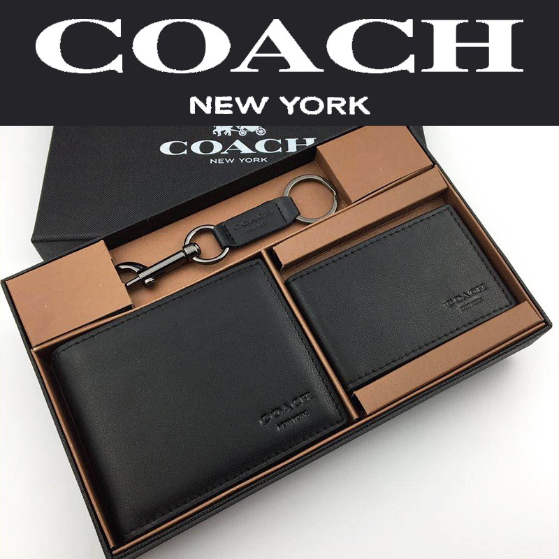 Original Coach Dompet  Lipat Pria  Dompet  Pendek Lipat 