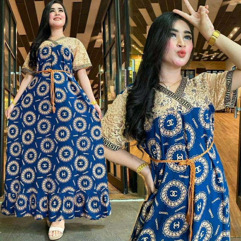 DASTER ARAB RENDA - DASTER CHANEL BAHAN RAYON - DASTER LONGDRESS MURAH