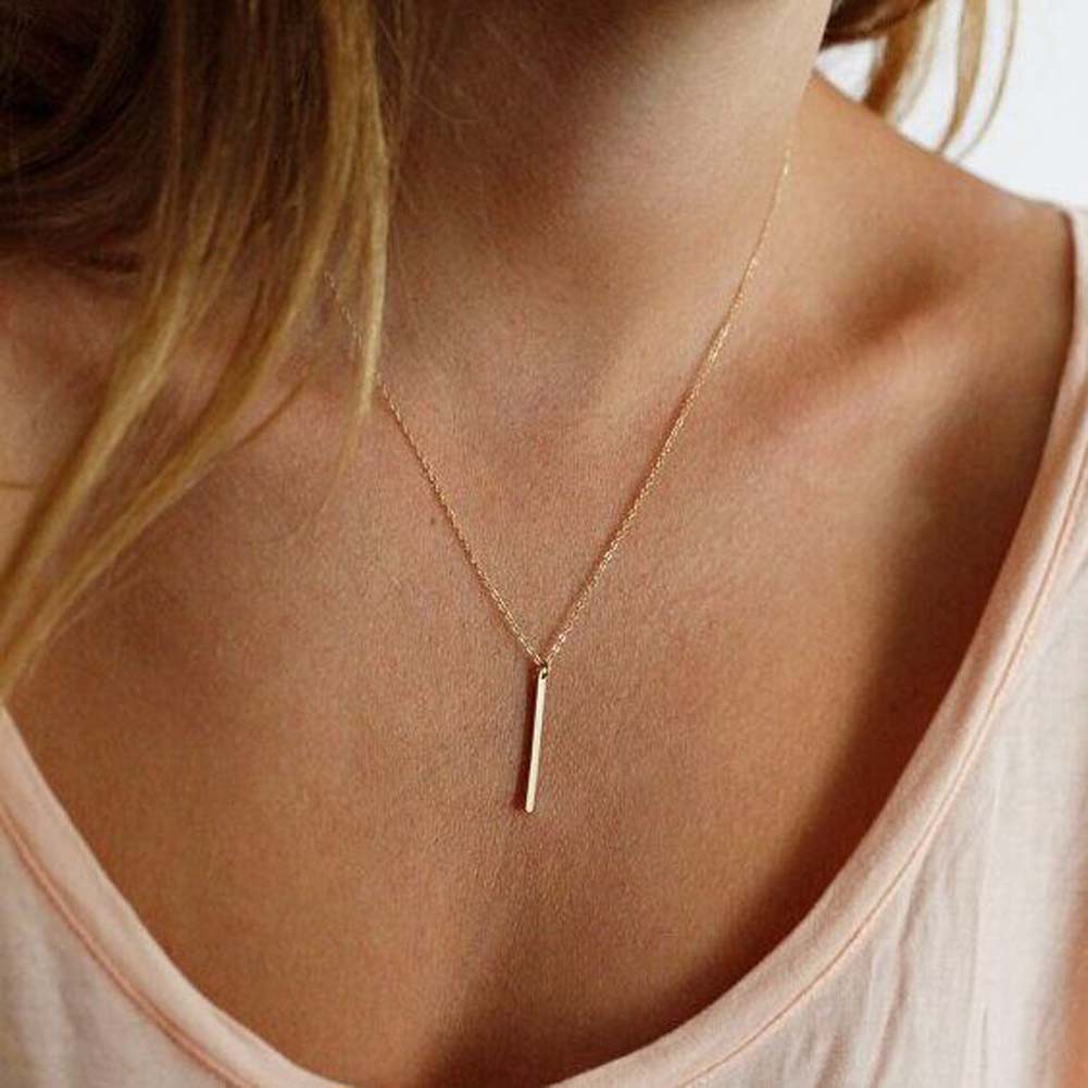 Women Girls Alloy Simple Design Pendant Chain Necklace Gifts