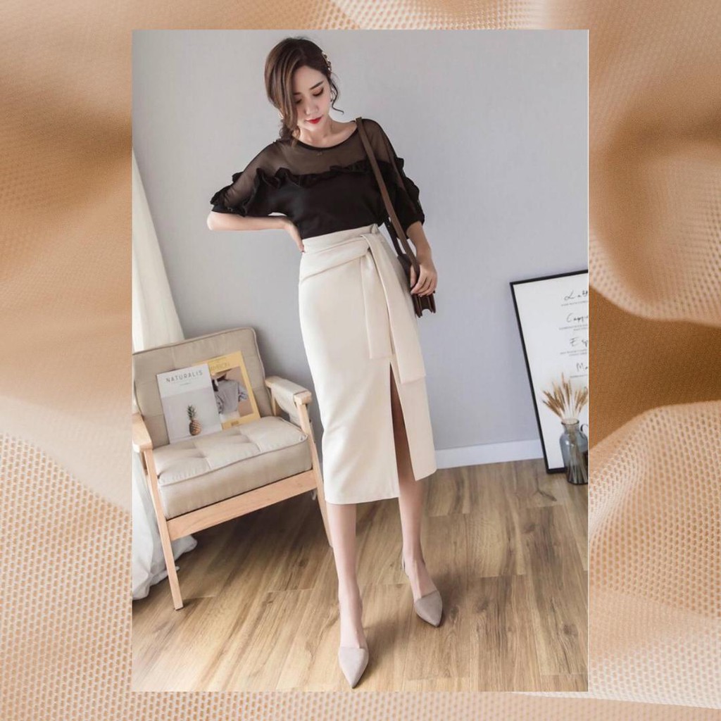 Mella Slit Midi Pencil Skirt | Rok Midi Bawahan Rok Formal Rok Casual Rok Kerja Rok Kantor Rok Pesta