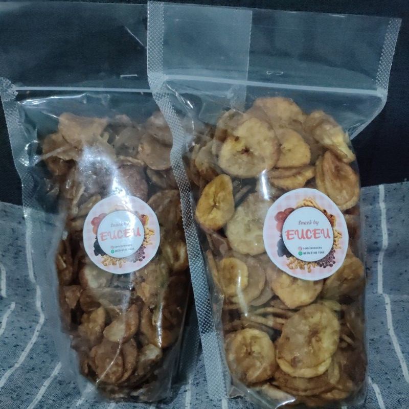 

Cemilan keripik pisang gula merah kemasan 200 gr