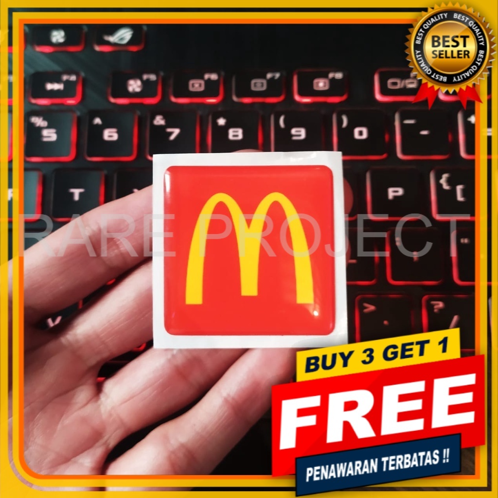

LOGO MCD STICKER 3D RESIN LENTUR STIKER OUTDOOR STICKER TIMBUL UKURAN 4x4CM