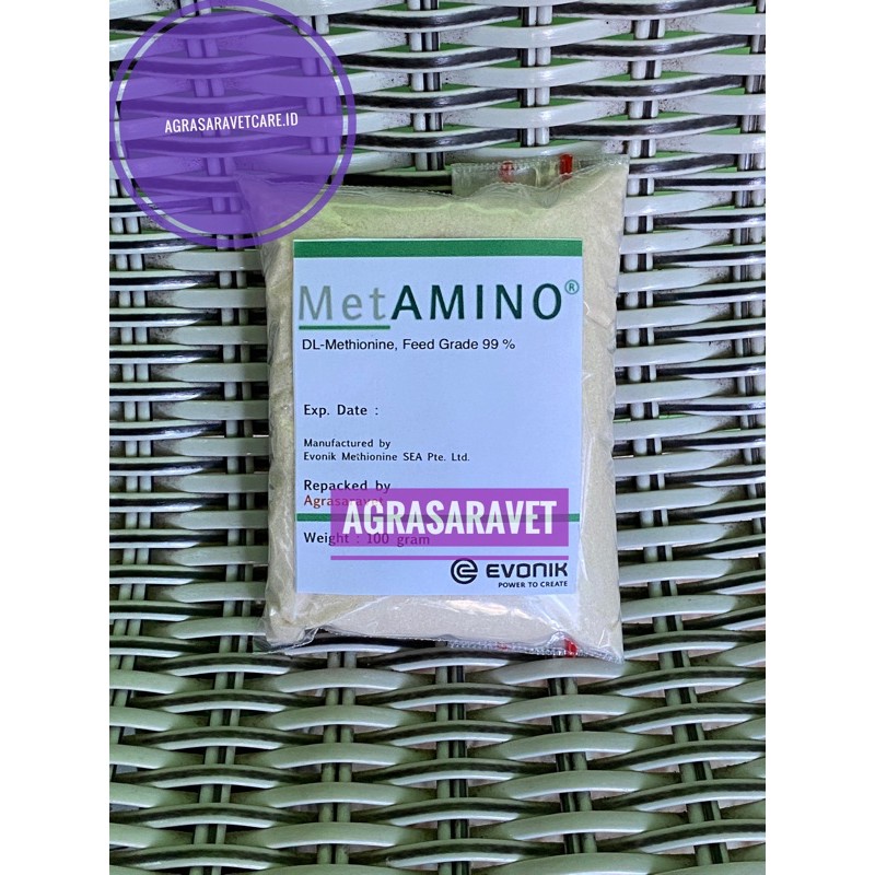 METAMINO DL-METHIONINE 99% METIONIN 100 gr (ASAM AMINO) EVONIK