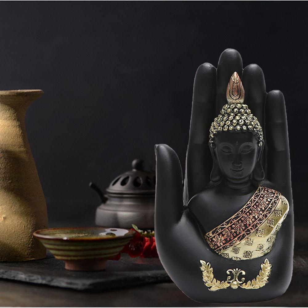 [Elegan] Patung Buddha Resin Buatan Tangan Meditasi Dekorasi Ruang Tamu Fengshui Palm Buddha