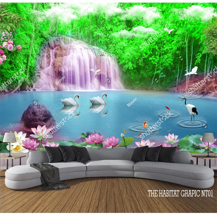 Wallpaper Dinding Pemandangan Alam 3d, Wallpaper Air Terjun, Wallpaper Dinding Air Terjun 3d