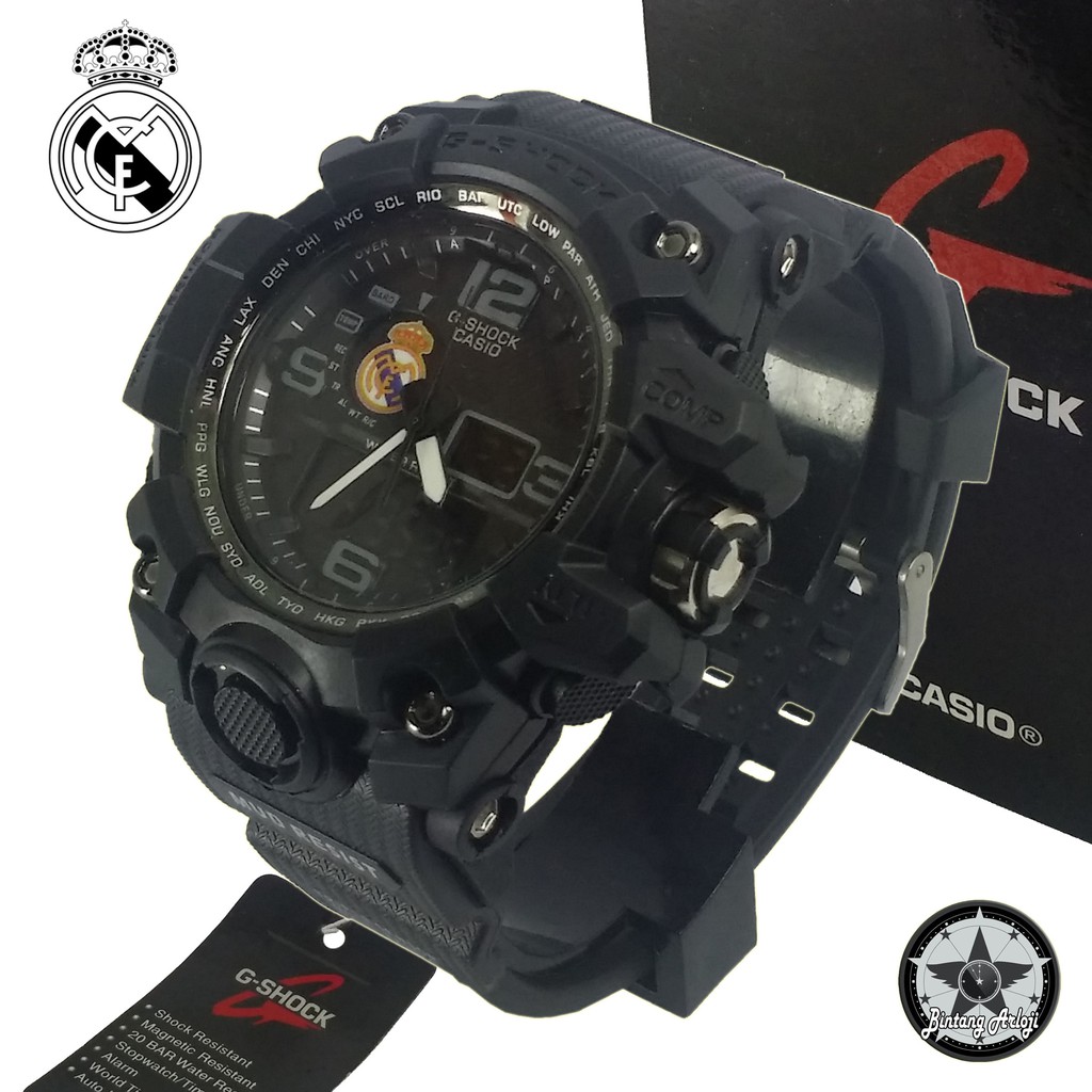 { EXCLUSIVE } JAM TANGAN REAL MADRID DUAL TIME (FULL BLACK)