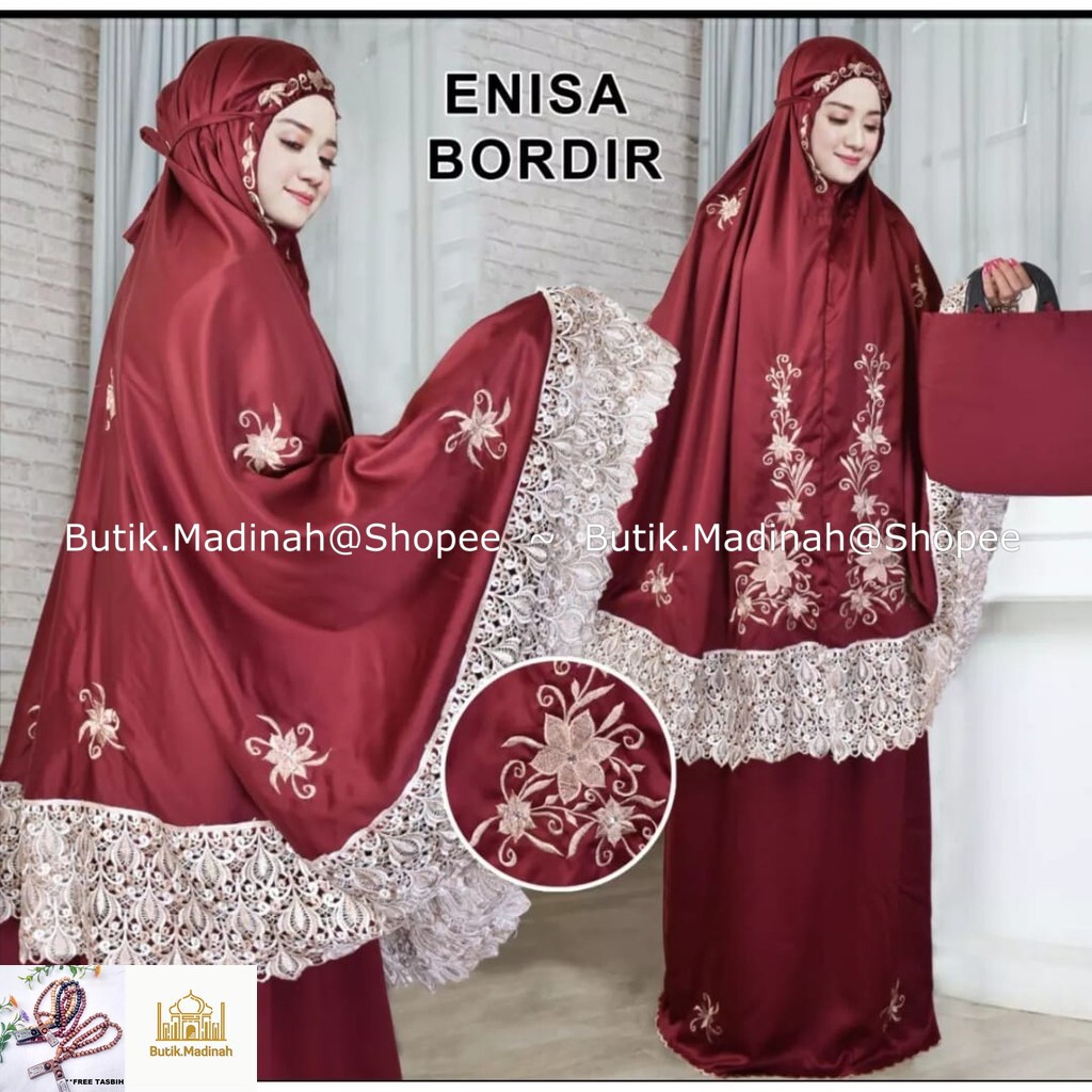 butik madinah mukena dewasa enisa luna maya renda bordir siti khadijah pasteleena