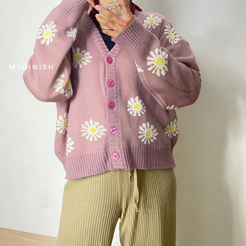 Delsa Flower Crop Oversize Cardy - Cardigan Wanita Terbaru