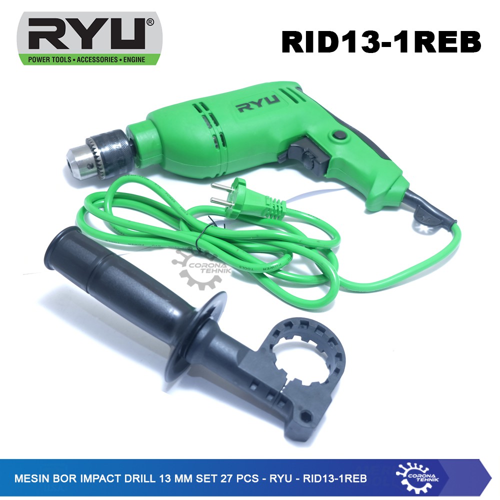 Ryu - RID13-1REB - Mesin Bor Impact Drill 13 mm Set 27 Pcs