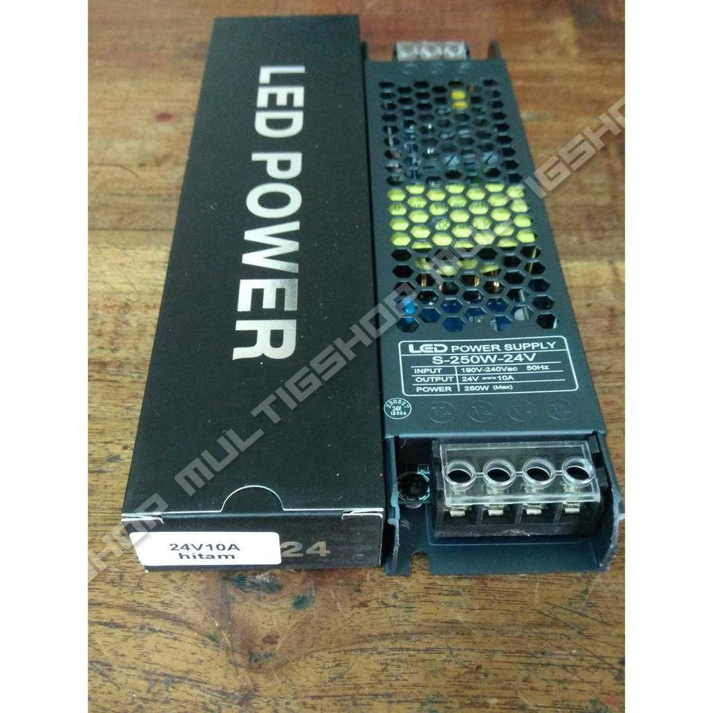 LED Power Supply Switching 24V 10A - Body Slim Hitam