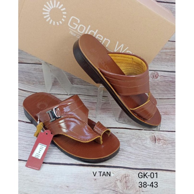 Sandal kulit asli pria golden way GK-01