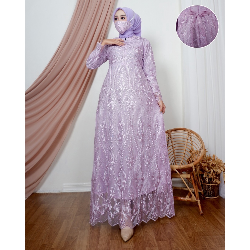 Kadai.baju / Gamis tulle brukat / Gamis jumbo wanita / Gamis pesta / Dress party Maxi Size M L XL XXL